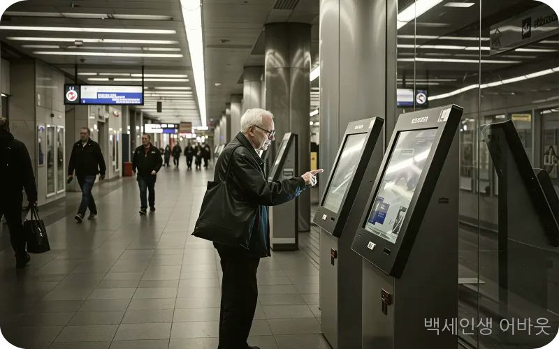 디지털 배움터 신청 순서 및 키오스크 스마트폰 교육 과정을 설명하는 인포그래픽