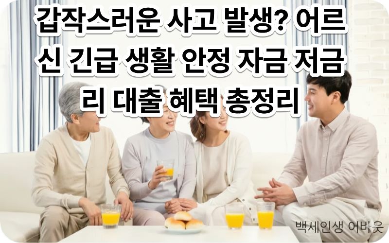 어르신 긴급 생활 안정 자금 신청을 위해 서류를 확인하는 가족의 모습