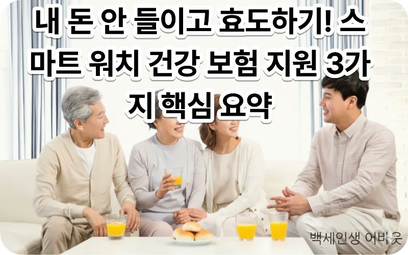 스마트 워치 건강 보험 지원 혜택을 통해 혈압 및 혈당을 상시 모니터링하는 시니어