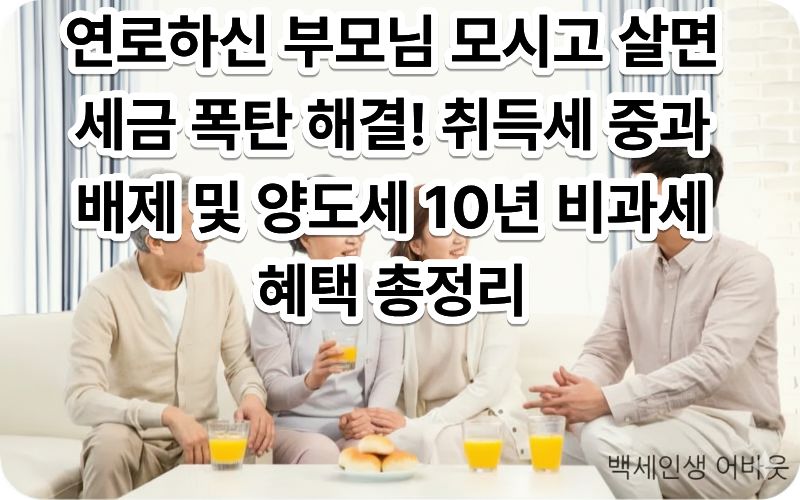 부모 모시는 합가 세대 세제 혜택 서류를 들고 거실에서 밝게 미소 짓는 3대 가족의 모습